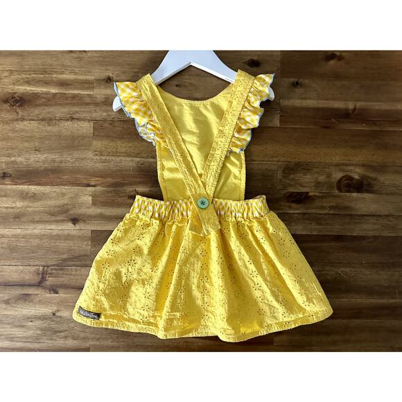 Matilda Jane Brilliant Daydream Splendid Sunshine Yellow Eyelet Ruffle Pinafore - Picture 8 of 8